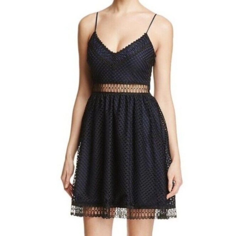 Likely Blue Mini Sundress Spaghetti Strap V-Neck